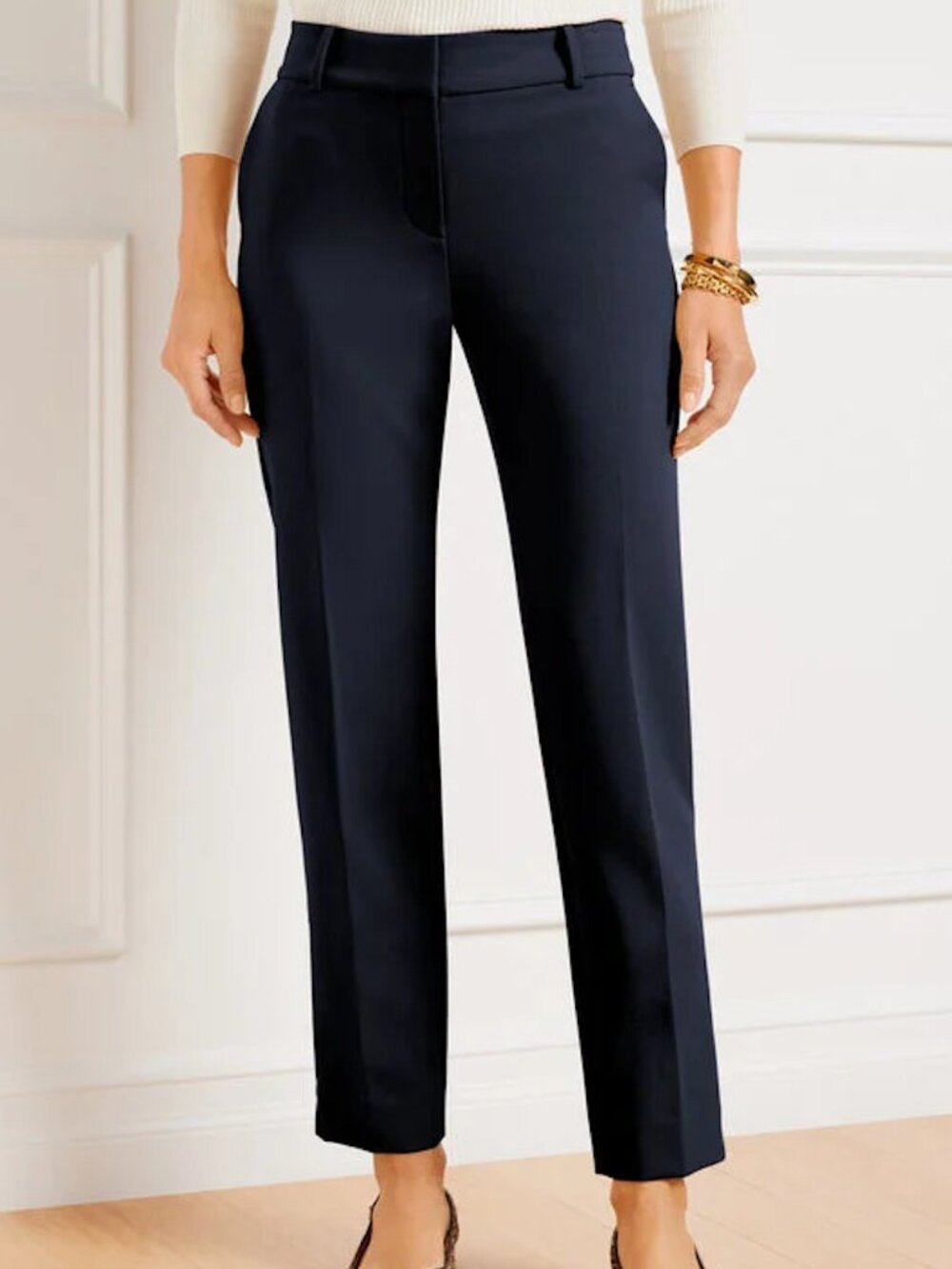 Talbots Tailored Indigo Blue Work Trousers High Rise Ankle Suit Pants